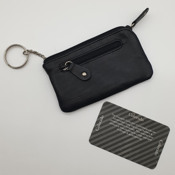 Colorado Accessories Nwt Colorado Black Leather Zip Around Coin
